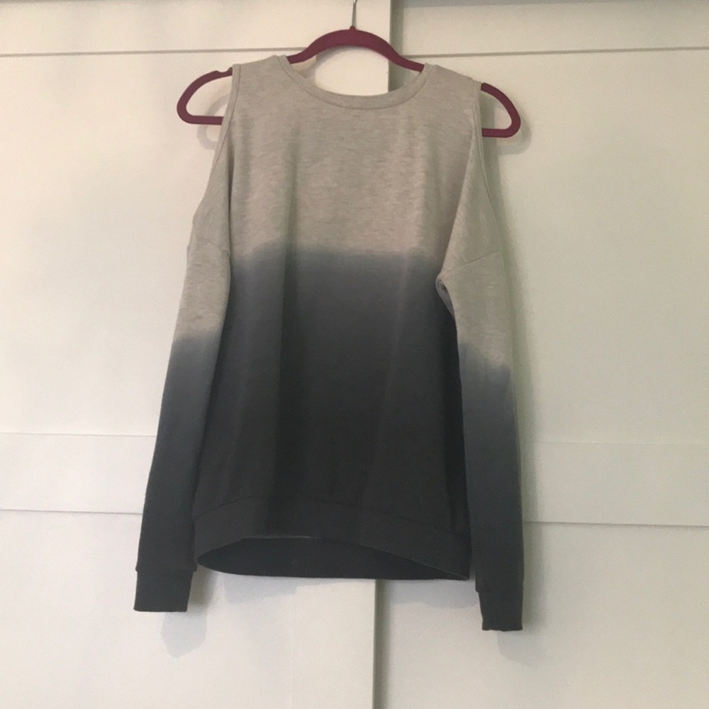 Forever 21 Cold Shoulder Grey Gradient Sweater